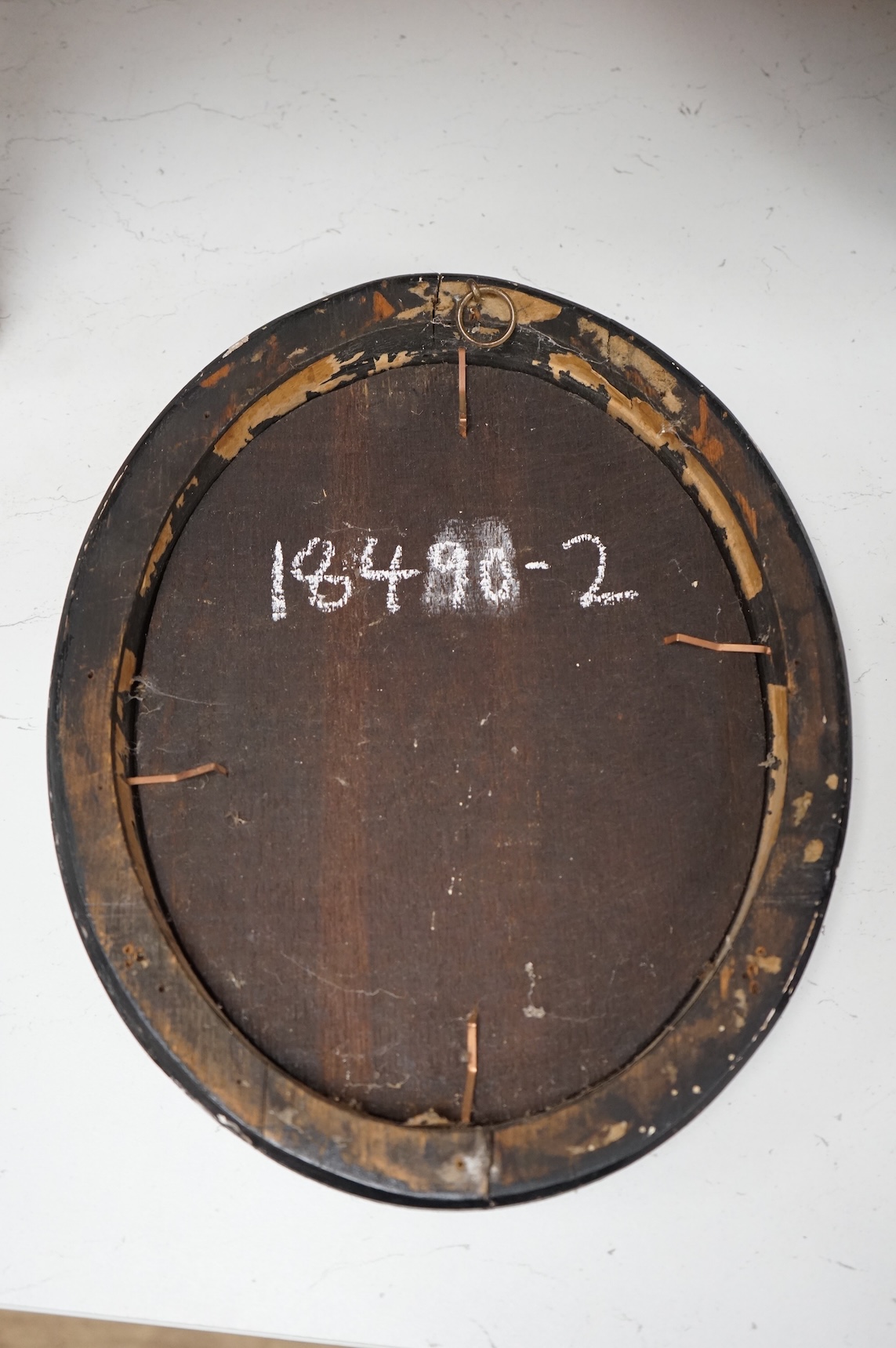 Georgian School, portrait of a lady wearing a bonnet, unsigned, oval oil on panel, 26 x 20cm, housed in an ebonised frame